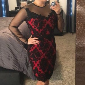 Stunning vintage Blk/red lace dress.
